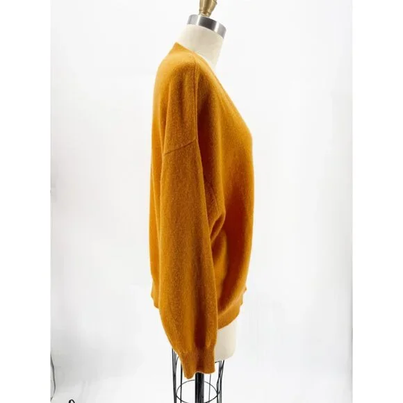 Crush Cashmere Cashmere Malibu V-Neck Sweater in Orange 3 - Picture 2 of 9